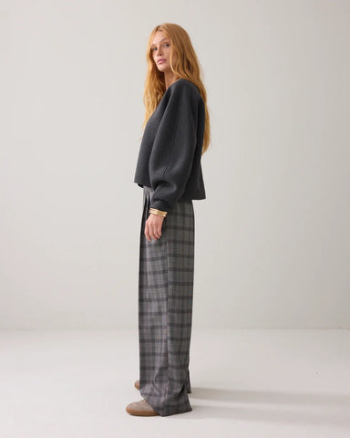 Summum Woman Scuba Sweatshirt with Balloon Sleeves - Anthracite