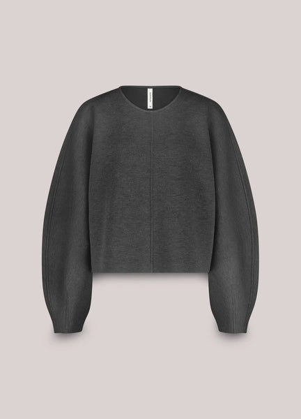 Summum Woman Scuba Sweatshirt with Balloon Sleeves - Anthracite