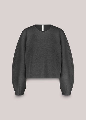 Summum Woman Scuba Sweatshirt with Balloon Sleeves - Anthracite