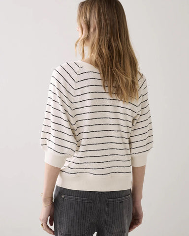 Summum Woman Jersey Striped Top - Ivory