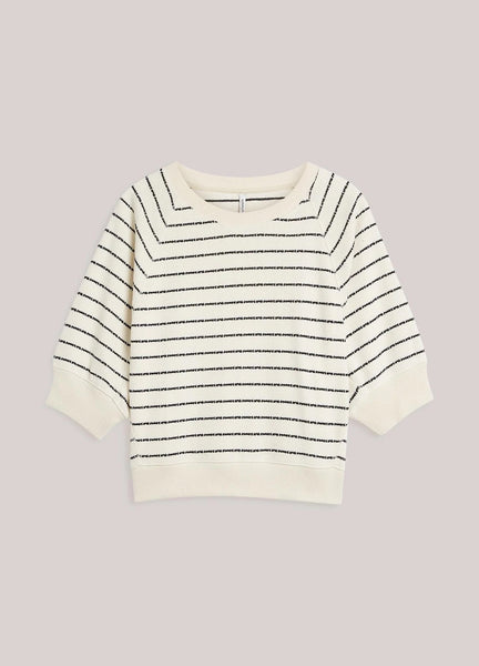 Summum Woman Jersey Striped Top - Ivory