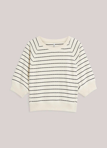 Summum Woman Jersey Striped Top - Ivory