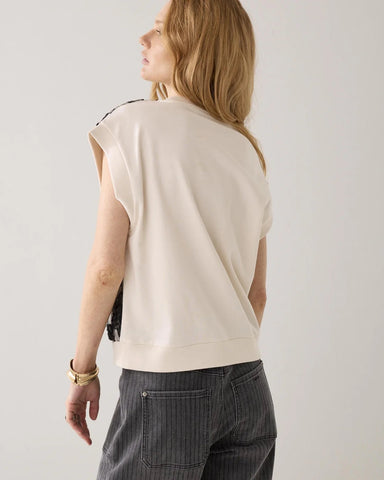 Summum Woman Sleevless Top with Lace - Ivory