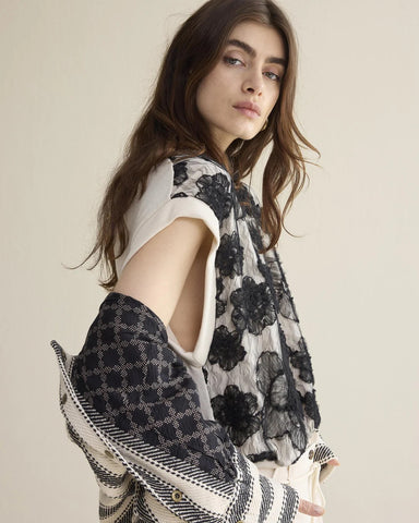 Summum Woman Sleevless Top with Lace - Ivory