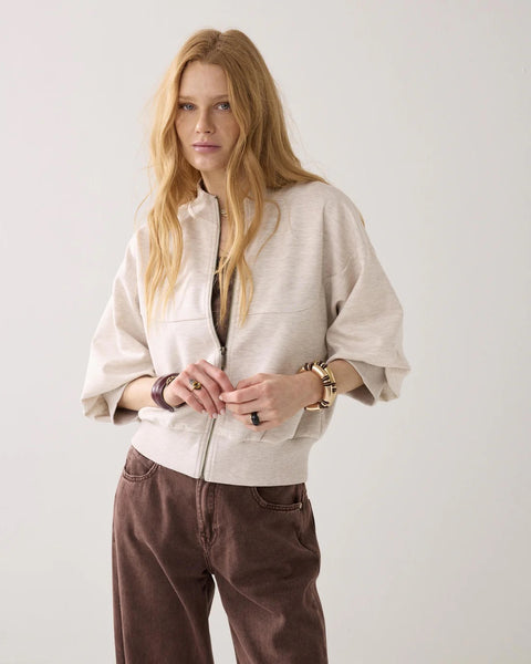 Summum Woman Sporty Zip Track Top - Ivory Melange