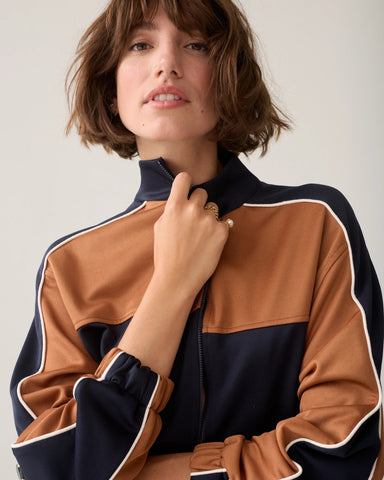Summum Woman Zip Track Sports Jacket- Navy