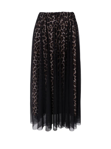 Black Colour Leomie Mesh Skirt - Black/Leo