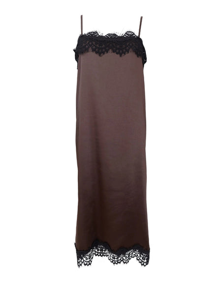 Black Colour BCEvie Lace Strap Dress - Coffee