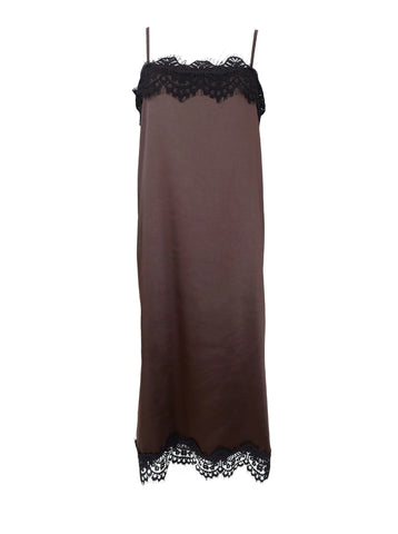 Black Colour BCEvie Lace Strap Dress - Coffee