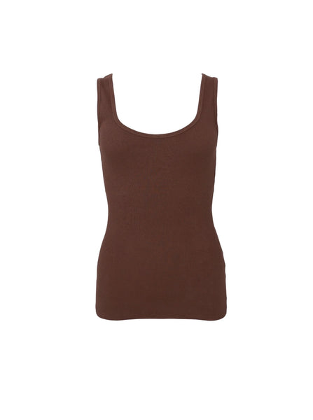 Black Colour BCVibs Rib Tank Vest - Chocolate