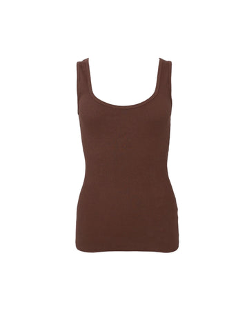 Black Colour BCVibs Rib Tank Vest - Chocolate