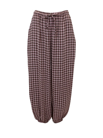 Black Colour BCMalle Balloon Check Trouser - Brown