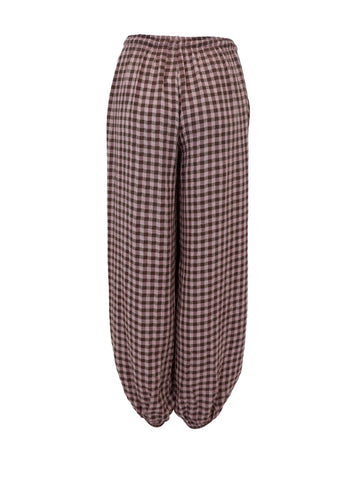 Black Colour BCMalle Balloon Check Trouser - Brown