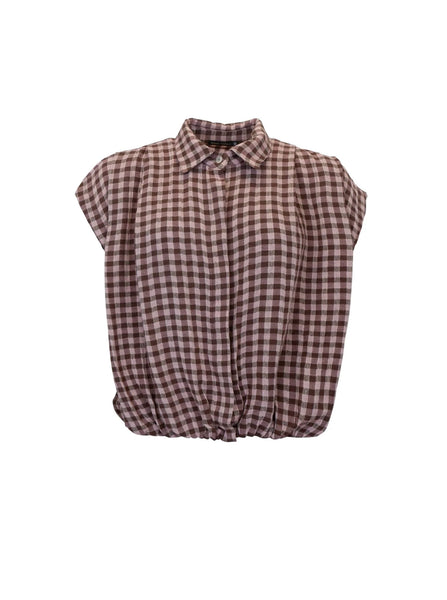 Black Colour BCMalle Bomber Checked Blouse - Brown