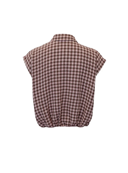 Black Colour BCMalle Bomber Checked Blouse - Brown