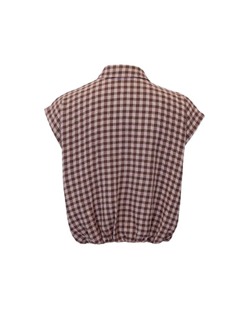 Black Colour BCMalle Bomber Checked Blouse - Brown