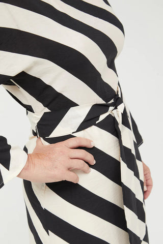 Compania Fantastica Cruela Striped Midi Dress - Monochrome