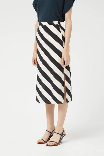 Compania Fantastica Cruela Striped Midi Skirt - Monochrome