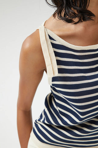 Compania Fantastica Fine Knit Top - Ecru & Navy Stripe