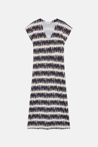 Compania Fantastica Long Kaftan Dress - Black & White Summer Vibes Print