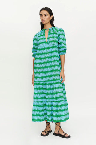Compania Fantastica Long Kaftan Dress - Green & Blue Summer Vibes print