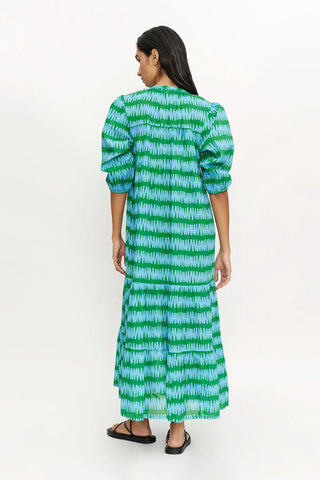 Compania Fantastica Long Kaftan Dress - Green & Blue Summer Vibes print