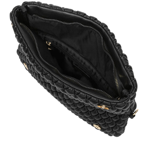 Every Other Quilted Flap Over Clutch Cross Body Bag - Black