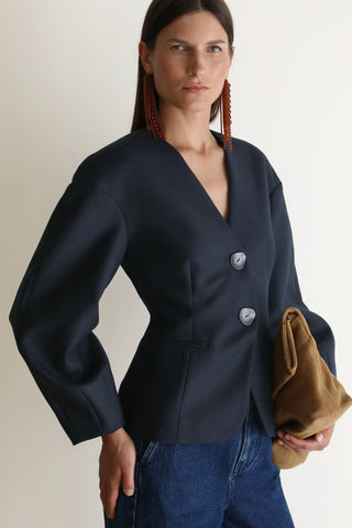 VI.VE.RE Sophia Sculptural Blazer - Navy