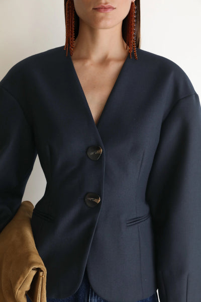 VI.VE.RE Sophia Sculptural Blazer - Navy