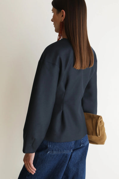 VI.VE.RE Sophia Sculptural Blazer - Navy