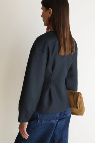 VI.VE.RE Sophia Sculptural Blazer - Navy