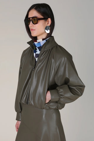 VI.VE.RE Salomi Faux Leather Jacket - Taupe