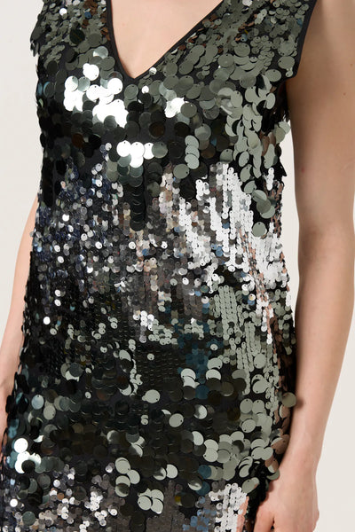 Soaked In Luxury SLAdine Sequin Dress -Silver Zig Zag