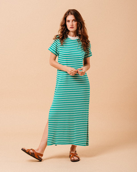 Grace & Mila Stripe Maxi T-Shirt Dress - Green