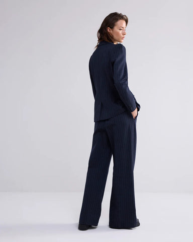 Summum Light Flared Striped Trousers - Midnight Blue