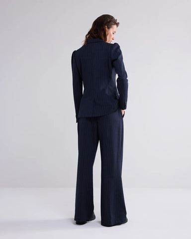 Summum Light Flared Striped Trousers - Midnight Blue