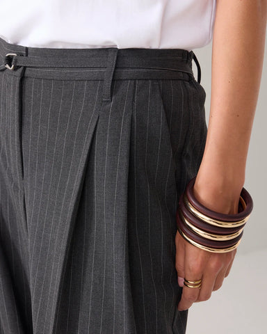 Summum Woman Wide Pinstripe Trousers - Anthracite