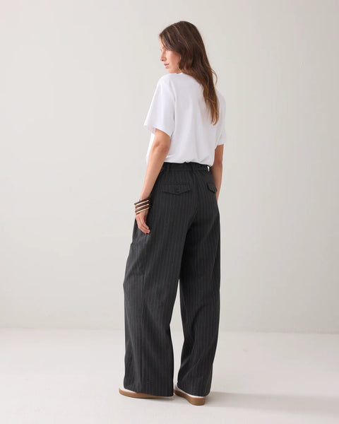 Summum Woman Wide Pinstripe Trousers - Anthracite