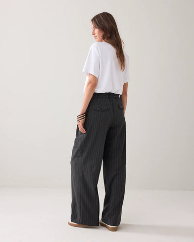 Summum Woman Wide Pinstripe Trousers - Anthracite