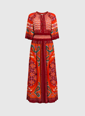 An'ge Paris Olympy Printed Dress - Carkova Caramel
