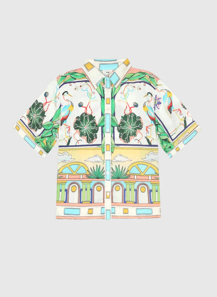 An'ge Printed Short Sleeve Shirt - Naturalia Ciel