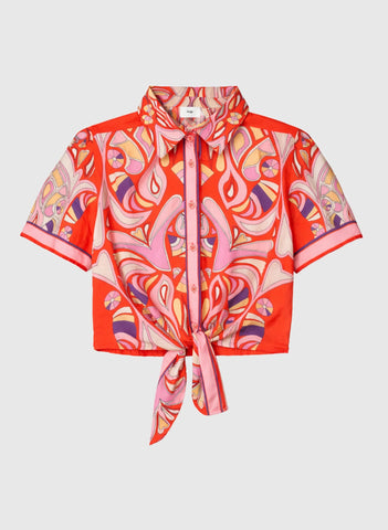 An'ge Suzalia Printed Short Sleeve Shirt - Astola Piment