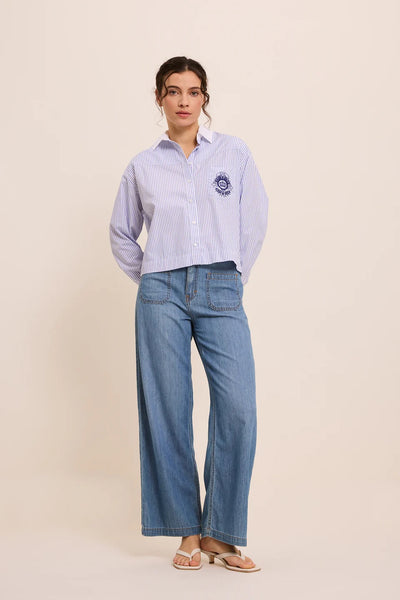 FIVE Paris Lucia Wide Leg Crop Jeans - Light Denim Blue