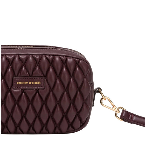 Every Other Quilted Camera Cross Body Bag - Burgundy