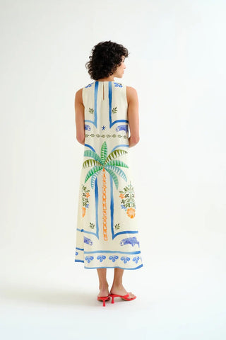 Compania Fantastica Palm & Mermaid Print Maxi Dress - Ecru