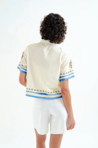 Compania Fantastic Palm & Mermaid Print Shirt