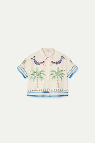 Compania Fantastic Palm & Mermaid Print Shirt