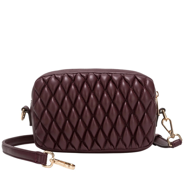 Every Other Quilted Camera Cross Body Bag - Burgundy
