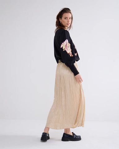 Summum Woman Metallic Crinkled Skirt - Gold