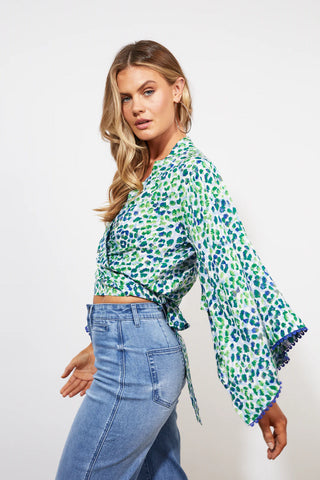 Haven Lamu Wrap Top - Savannah Blue